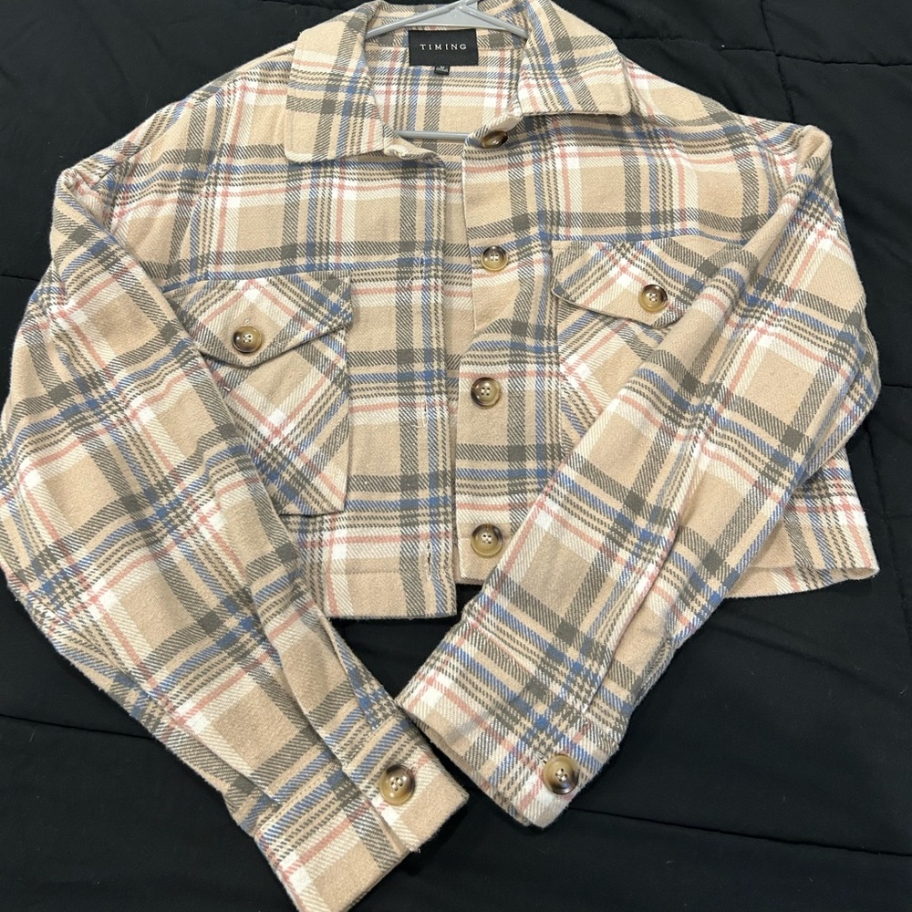 Slightly cropped flannel sweater